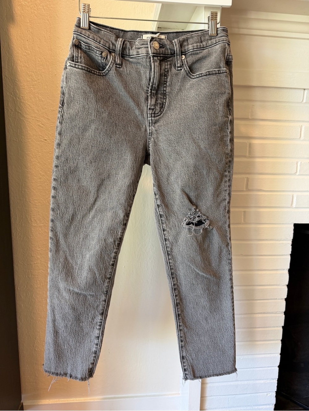 Madewell The Perfect Vintage Jean Gray Distressed Straight Leg Jeans Women’s 26P
